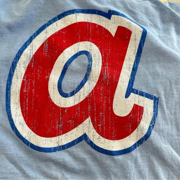 Wright & Ditson Mens XL Atlanta Braves MLB Baseball T Shirt Blue Sports Fan a - Picture 4 of 4